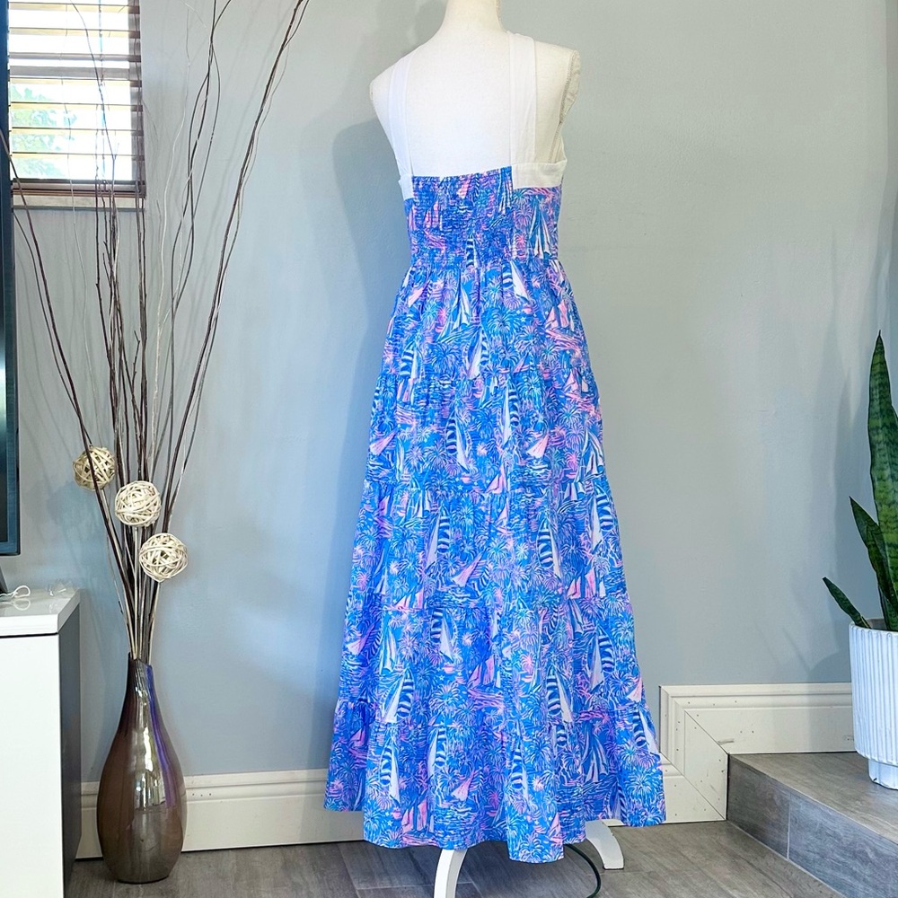 Lilly Pulitzer Jenette Halter Maxi Dress Boca Blue Its Sailabration Print NWT - Picture 6 of 16